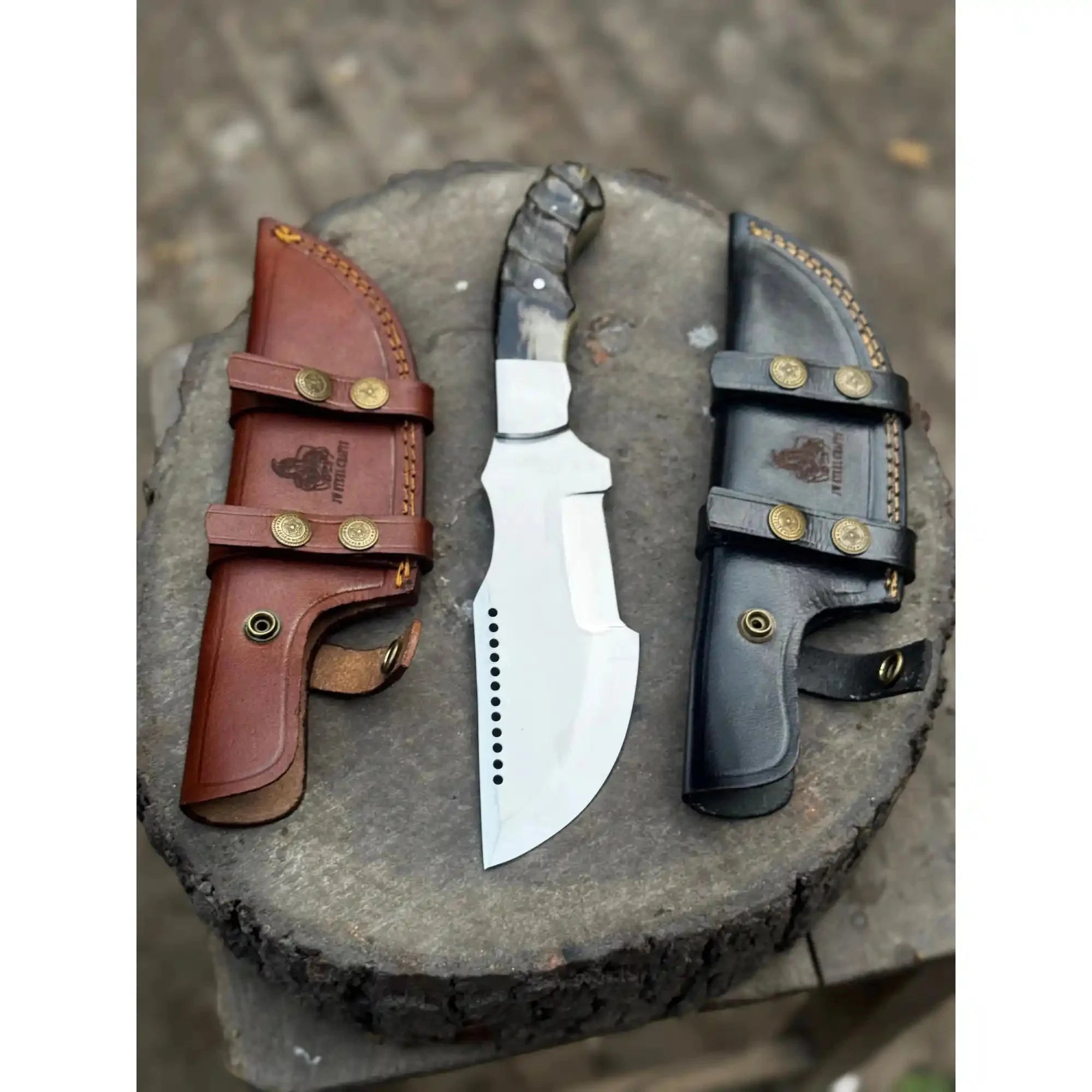 Handmade Stainless Steel Tracker Knife – Ram Horn or Wendi Wood Handle | Heavy Duty Hunting & Camping Knife | JW SteelCrafts