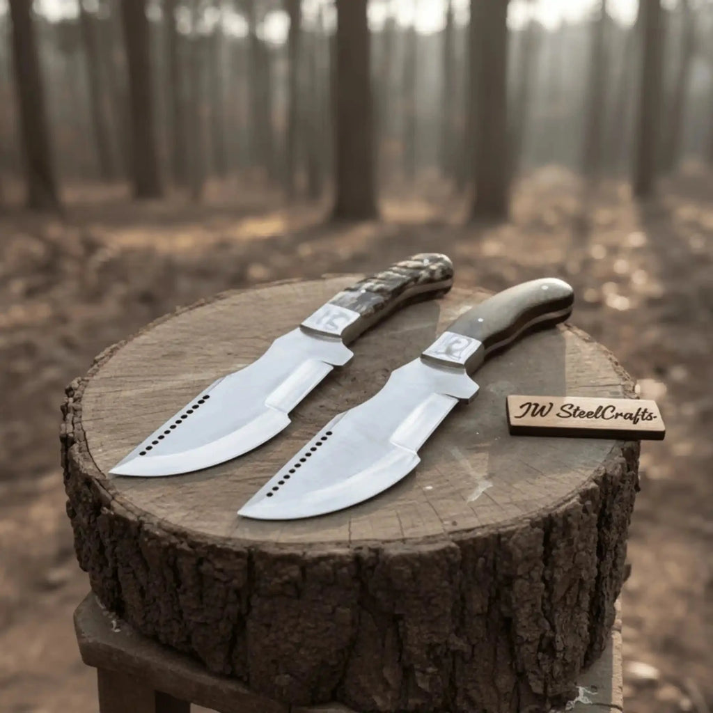 Handmade Stainless Steel Tracker Knife – Ram Horn or Wendi Wood Handle | Heavy Duty Hunting & Camping Knife | JW SteelCrafts